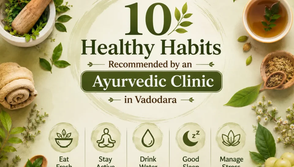 10 healthy Ayurvedic habits recommended by an Ayurvedic Clinic in Vadodara for better health and balanced daily wellness.