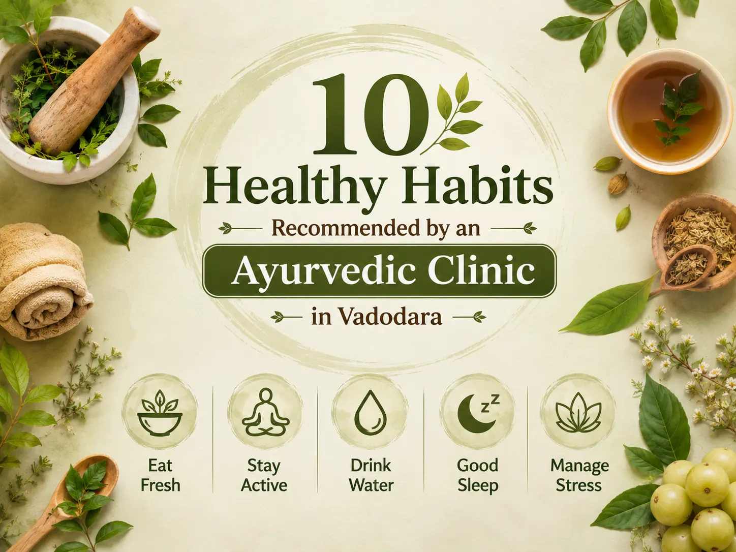 10 healthy Ayurvedic habits recommended by an Ayurvedic Clinic in Vadodara for better health and balanced daily wellness.
