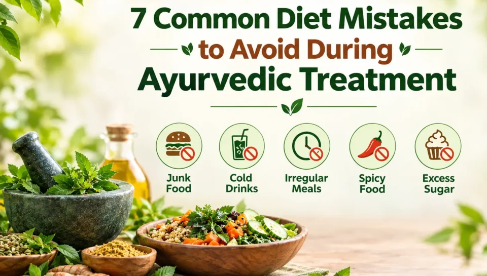 7 common diet mistakes to avoid during Ayurvedic treatment at Vedvakya Ayurvedic Hospital in Vadodara.