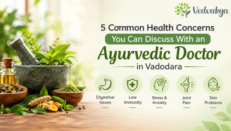 ayurvedic-dr. Ayurvedic Doctor in Vadodara discussing common health concerns at Vedvakya Ayurvedic Hospital.